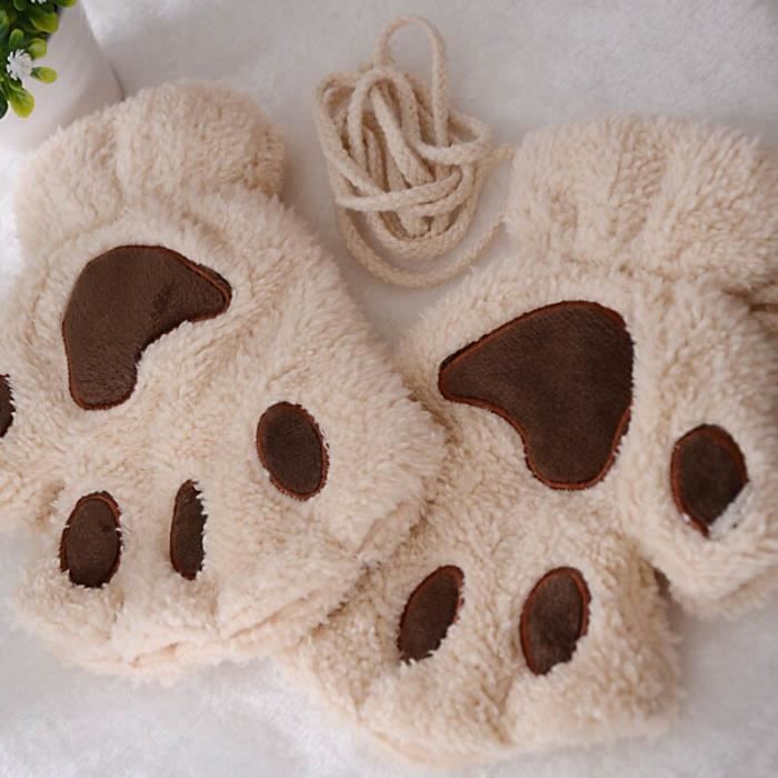 ARTOCT Gants Sans Doigts Pattes De Chat - Mitaines Cosplay Griffe - Doux Et Extensibles