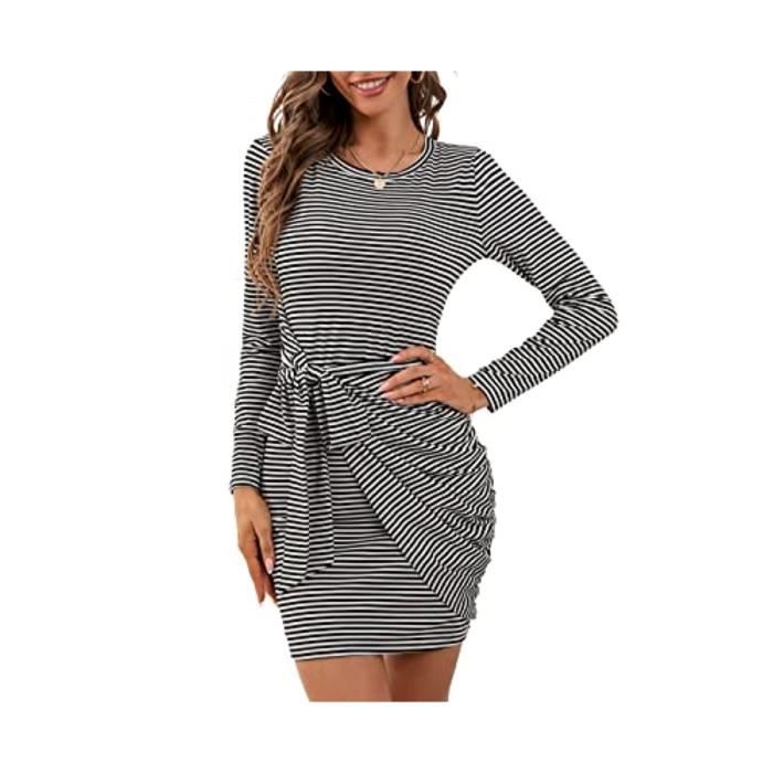 Robe Femme Mini Bodycon - Moulante, Manches Courtes, Polyester, Pour Soirée Ou Décontracté