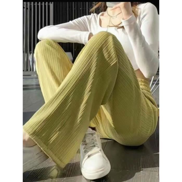 Pantalon Jogging Femme Marque Mod le Jambes Larges Jaune