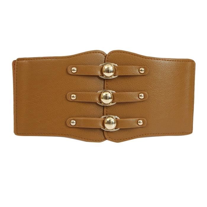 Ceinture Femme Vintage Or – Extensible Jusqu'à 30, Boucle Bling Double Cercle – Taille S, Occasion