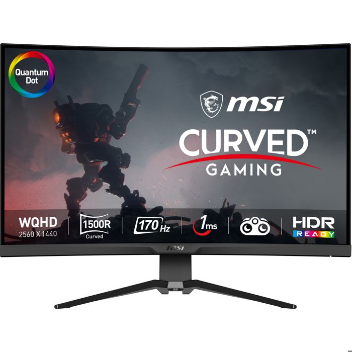 MSI MAG 325CQRF QD Écran Gaming Incurvé 31.5" WQHD Dalle Rapid VA 2560x1440 16:9 170Hz / 1ms FreeSync Premium HDR Ready Pied Réglable HDMI 2.0b DisplayPort 1. USB Type C USB 2.0 - vue 5