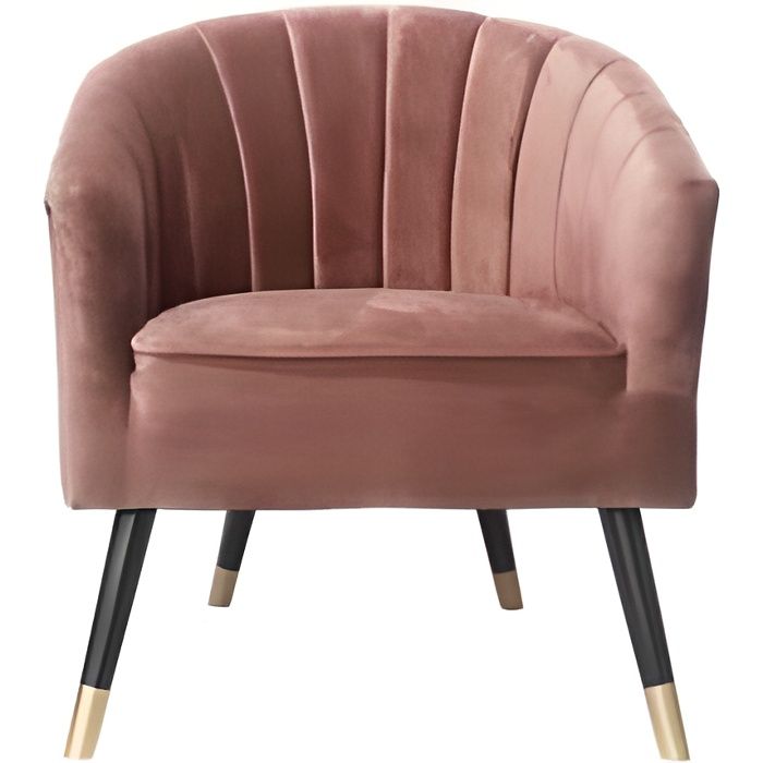 fauteuil - present time - tissu velours rose - avec accoudoirs - essentiel - intérieur
