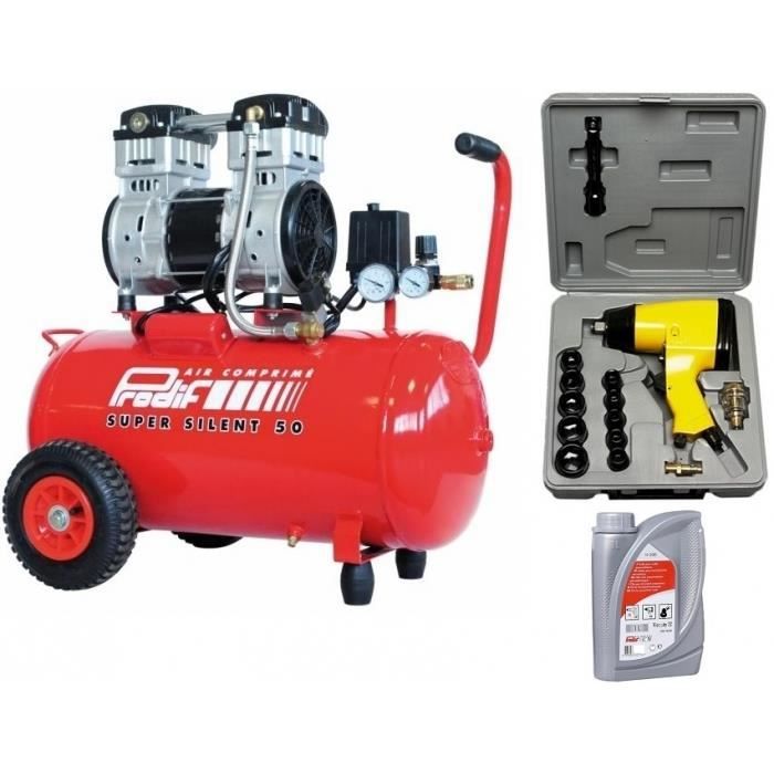 Compresseur coaxial silencieux 50L SIL850 PRODIF + Clé à choc + Huile Cdiscount Bricolage