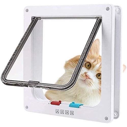 Comparer les prix de 28.5 x 24.5 x 5.5cm Chatière pour Chatavec magnétique à 4 Voies, Chatiere grande taille Feutrine Silencieux pour Chat Chien -Blanc