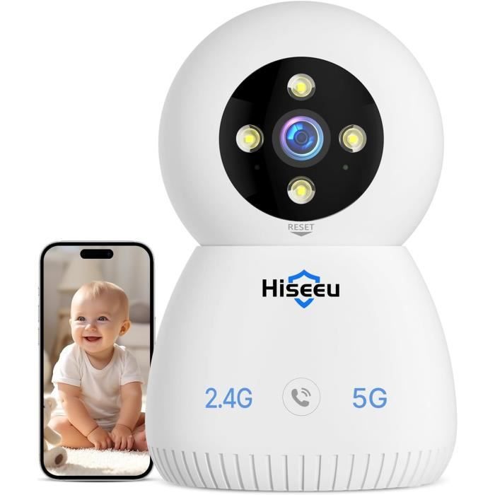 Caméra Surveillance WiFi Intérieur 2K - Vision 360°, Nocturne Couleur, Audio Bidirectionnel - Compatible Alexa, Google Assistant - Pour Bébé, Animaux - 10