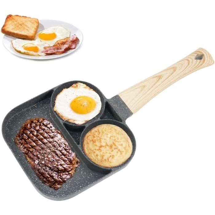 Poêle À Œufs Au Plat, Poêle À Œufs Avec 3 Trous, Poêle À Pancake AntiAdhésive En Aluminium