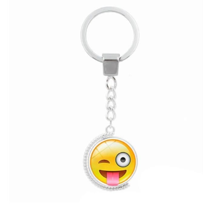environ .32 mm Porte-clés avec 1.25" Emoji Sourire Bouton 