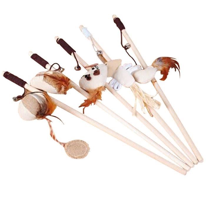 6pcs Six Tetines Avec Des Cloches Pour Jouer Au Chat Batons Taquiner La Tete De Souris Citrouille Tete De Triangle Poussin Cdiscount