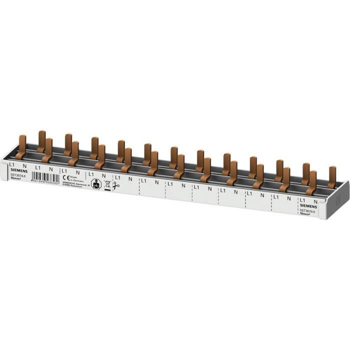 Jeu de barres - SIEMENS - 5ST3674-0 - 2 rangées - 10 mm² - 63 A - 230 V - Type de conducteur L, N