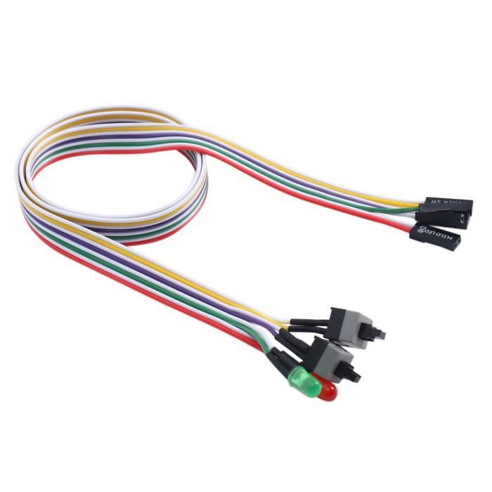 Boitier d'ordinateur LED ATX Reinitialiser HDD Interrupteur Cable 50cm Boitier d'ordinateur LED ATX Reinitialiser HDD Interrupteur Cable 50cm