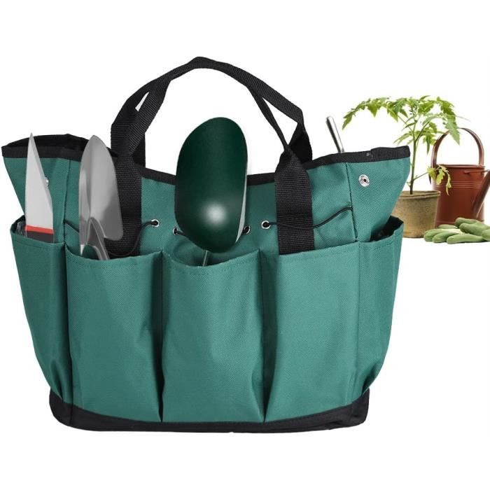 Sac de Rangement Outils Jardin 8 Poches Tissu Oxford Robuste Intérieur Extérieur Cadeau Hommes Femmes