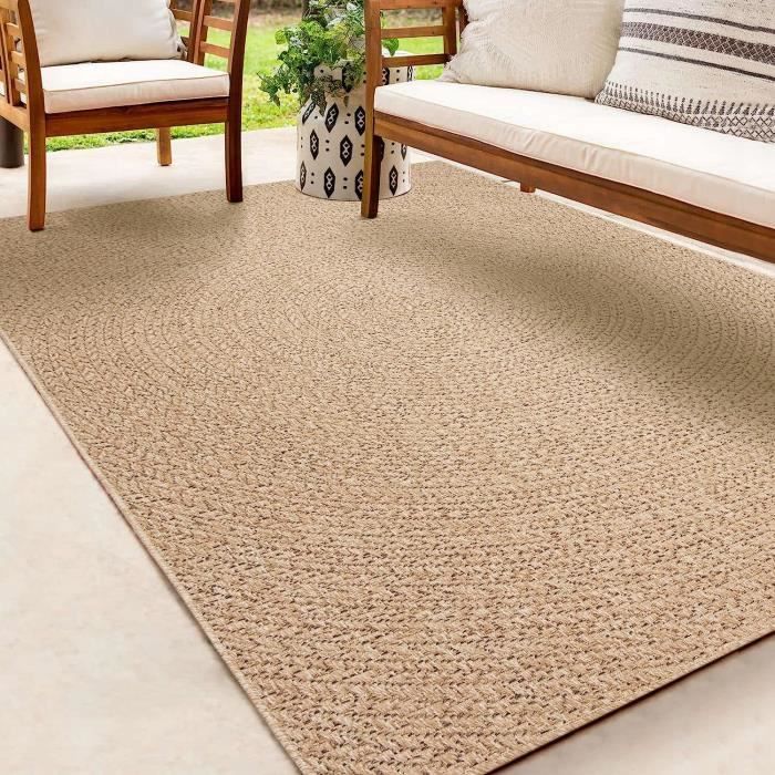 Tapis dextérieur - THE CARPET - aspect jute - 140x200 - Résistant UV - Beige (5004)