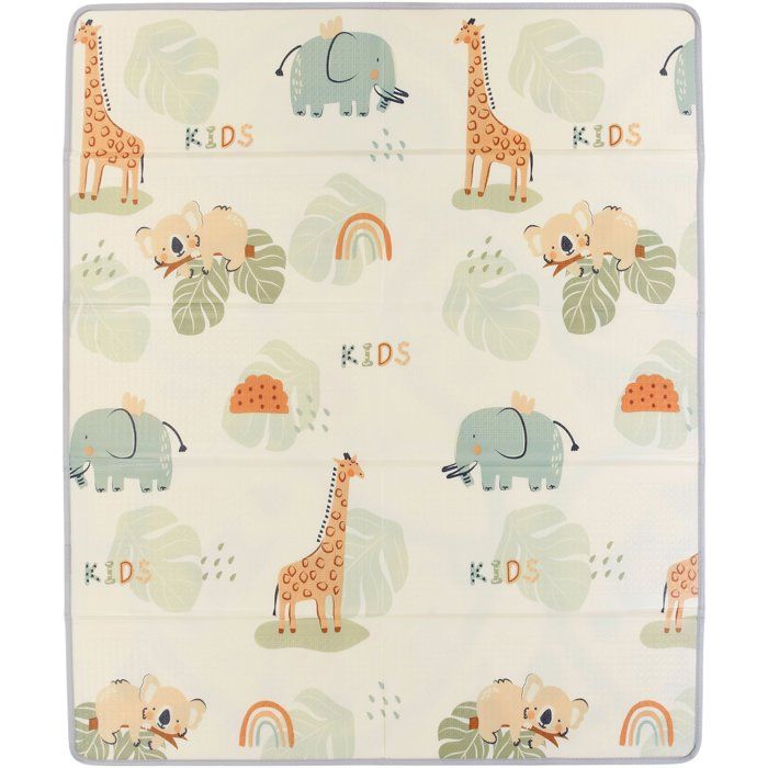 Maxi tapis déveil TINEO Réversible 150 x 180 cm Face animaux / Face circuit de voiture