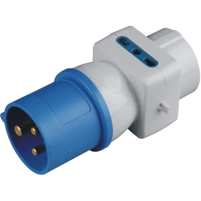 Adaptateur Prise Schuko Femelle Vers CEE 16A 230V IP44 - Pour Camping-car, Caravane