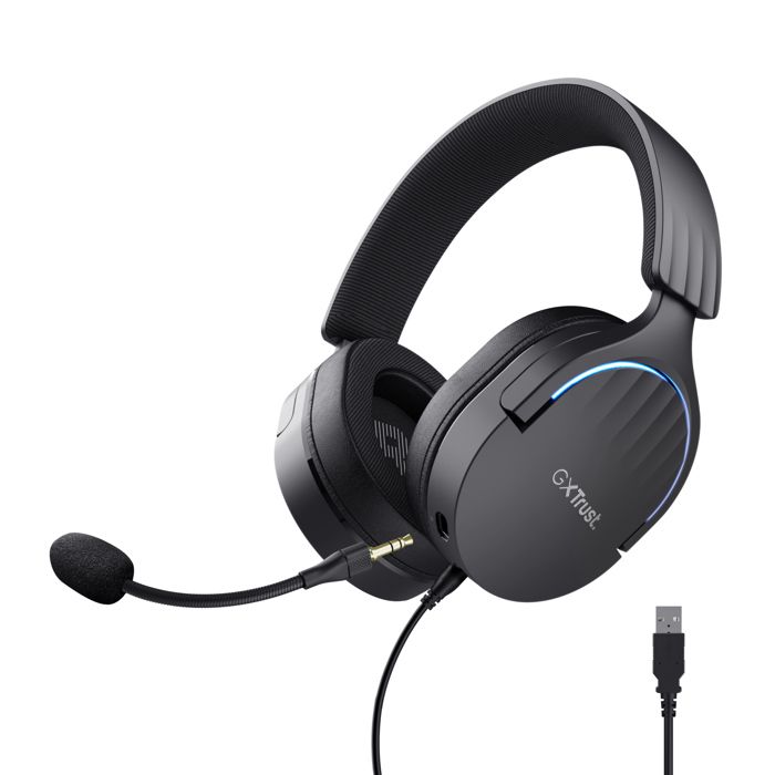 Trust Gaming GXT 490 Fayzo Casque Gamer 7.1 Filaire USB avec Microphone, Son Surround, 85% Plastiques Recyclés, RGB - Noir