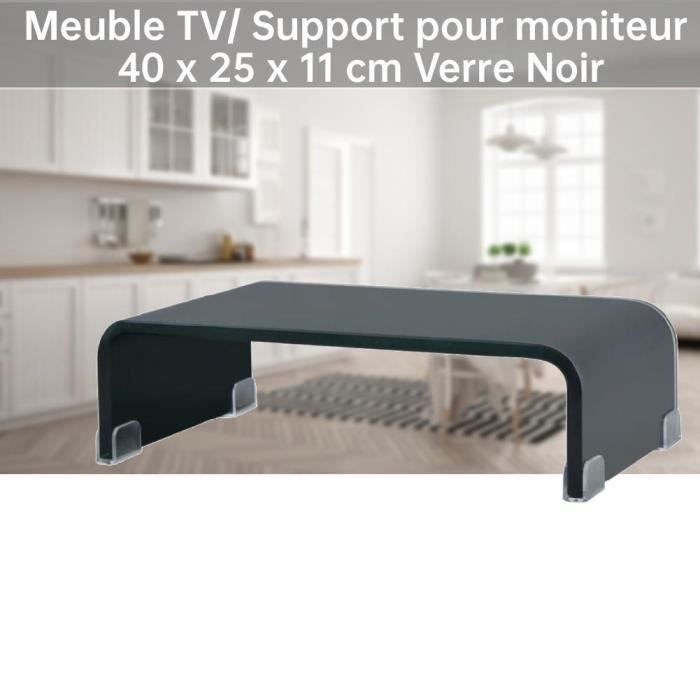 VIDAXL Meuble TV/ Support pour moniteur 40 x 25 x 11 cm Verre Noir