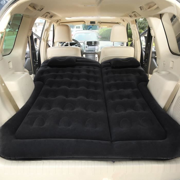 Matelas gonflable Voiture Lit Air Pliante avec 2 oreillers et Pompe à air idéal pour Camping Voyage -145*130*30-Noir VINTEKY®