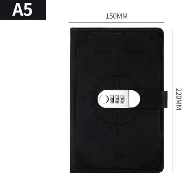 Carnet De Notes A7 Verrouillé Par Mot De Passe - Cuir Vintage Marron, 96 Pages - Pour Notes Privées