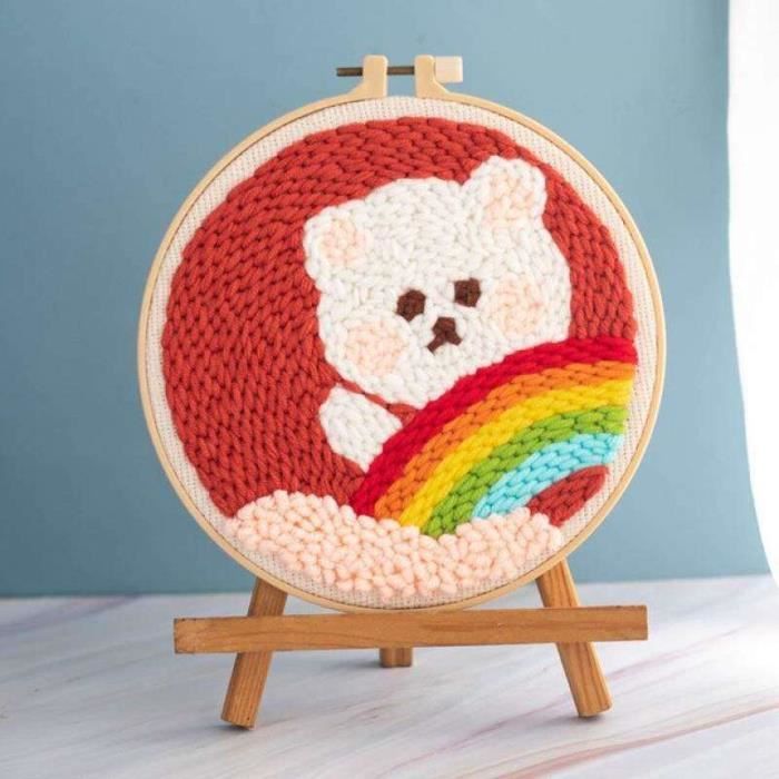 Montessori Jeu De Fil En Bois - Kit Broderie 4 Animaux, 10 Fils, 4 Aiguilles - Dès 3 Ans