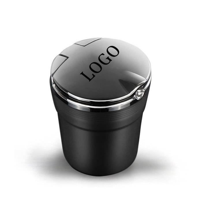 Cendrier Voiture LED Automatique - Cuir, Coupe-vent, Ignifuge - Avec Couvercle - Pour Voiture, Maison, Bureau - Rouge Ou Noir