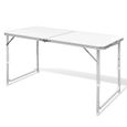MEUBLE®4180 Table pliable de camping Table de Pique-Nique - Table de Jardin Hauteur réglable Aluminium 120x60 cm Décor-1