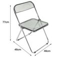 Chaise pliante transparente grise - INGMA - Lot de 6 - Style Scandinave Moderne - Métal Plastique - 46x46x77cm-1