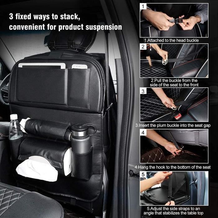 Hongchun Boîte de rangement pour siège arrière de voiture 1 pièce,  multifonction pliable super durable - Boîte de rangement universelle pour  siège de voiture suspendu pour enfants et adultes 