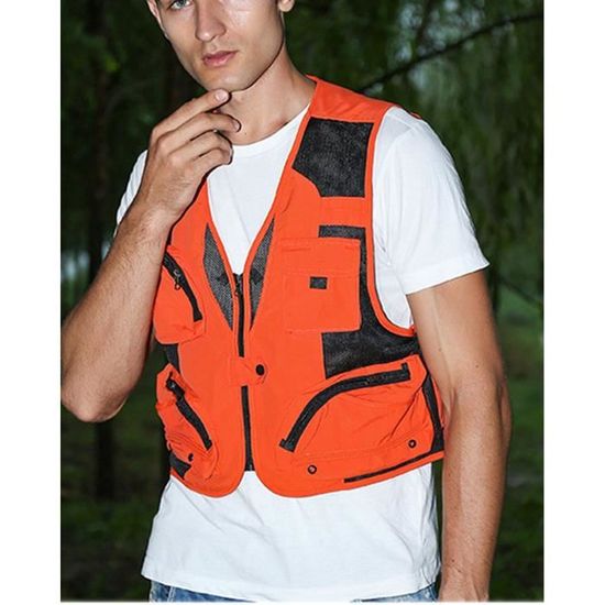 Homme Manteau Sans Manche Coton Multi-Poches Gilet De Pêche Décontracté Gilet De Plein Air Gilets Sans Manche Veste De Sport Devoyage Reporter Gilet