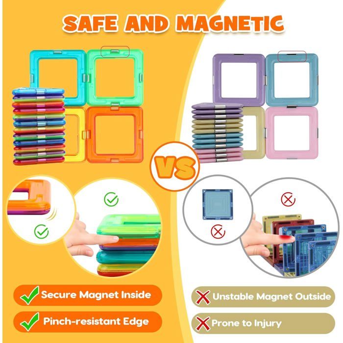Jeu De Construction Magnétique 42 Pièces - Jouet Éducatif Enfant 3-8 Ans - Cadeau Anniversaire Noël