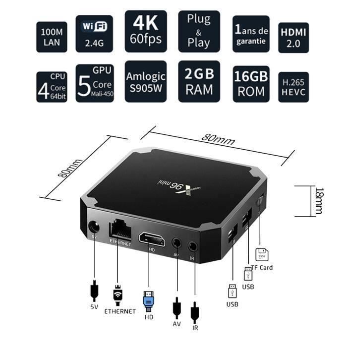 GOBRO tv box X96MINI GOBRO S905W Android 7.1 smart TV Box/Lecteur ...
