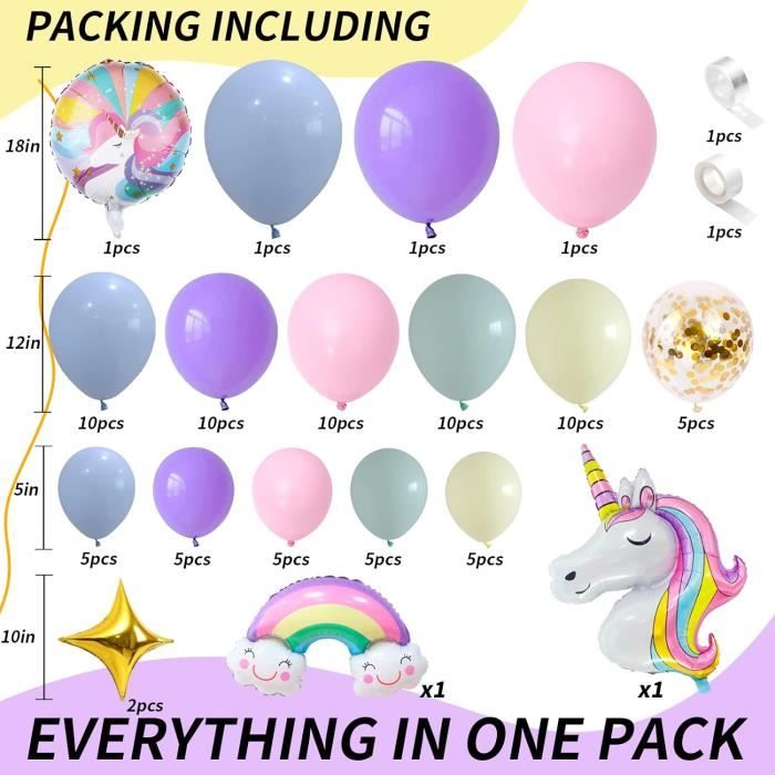 Guirlande de ballons couleur étoile licorne, Kit en arc-en-ciel, décor de fête d'anniversaire et de mariage, ballons en Latex pour fête prénatale et anniversaire pour enfants  15