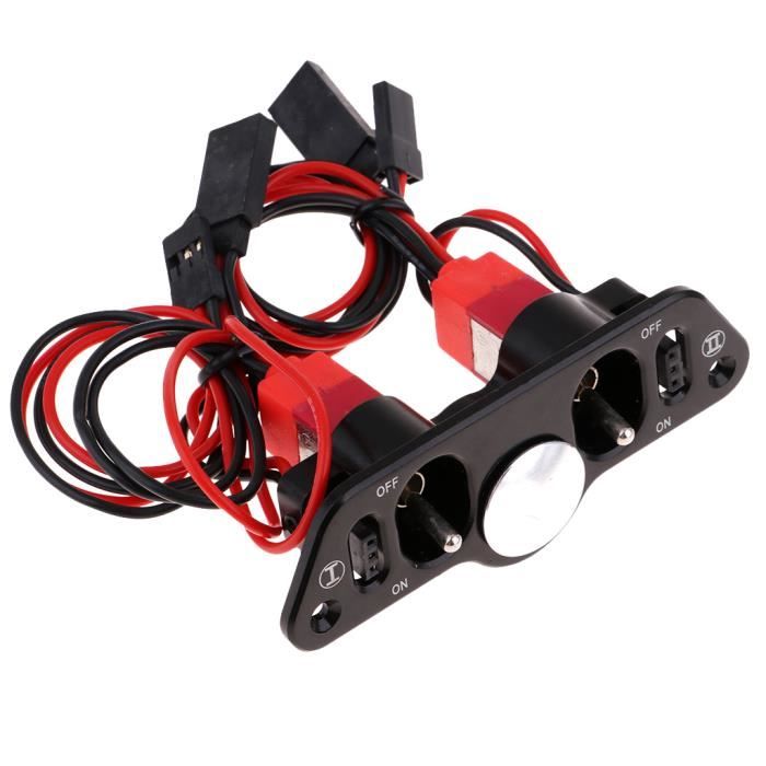 GTIWUNG Lot De 2 Interrupteurs Marche/Arrêt RC – 3 Voies Avec LED – Câbles Futaba/JR – Pour Récepteur D'Avion, Voiture, Hélico