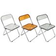 Chaise pliante transparente grise - INGMA - Lot de 6 - Style Scandinave Moderne - Métal Plastique - 46x46x77cm-2