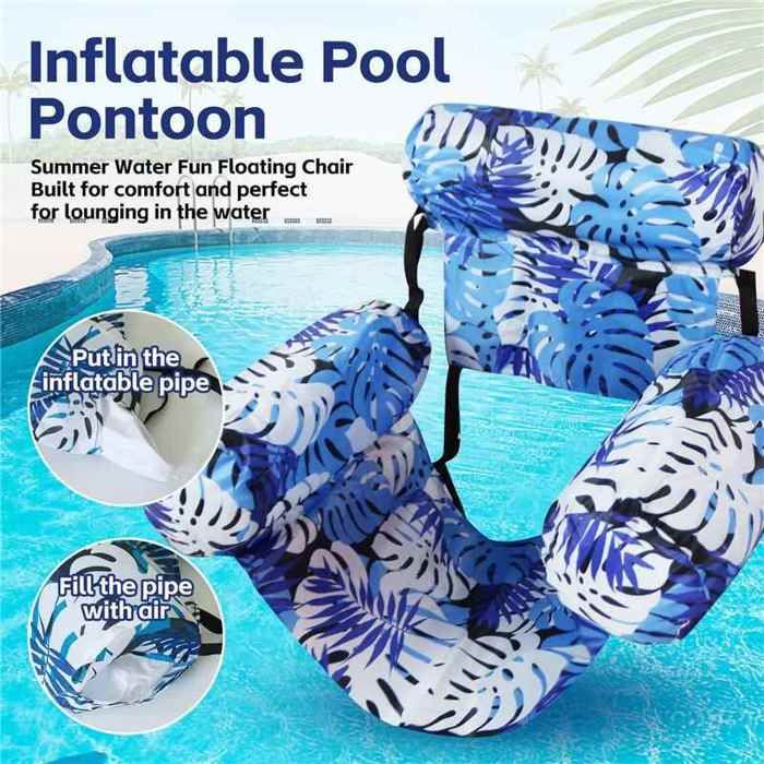 Lot de 2 tapis flottants gonflables de style hamac pour piscine, adaptés aux piscines de jardin et aux sports nautiques d'été