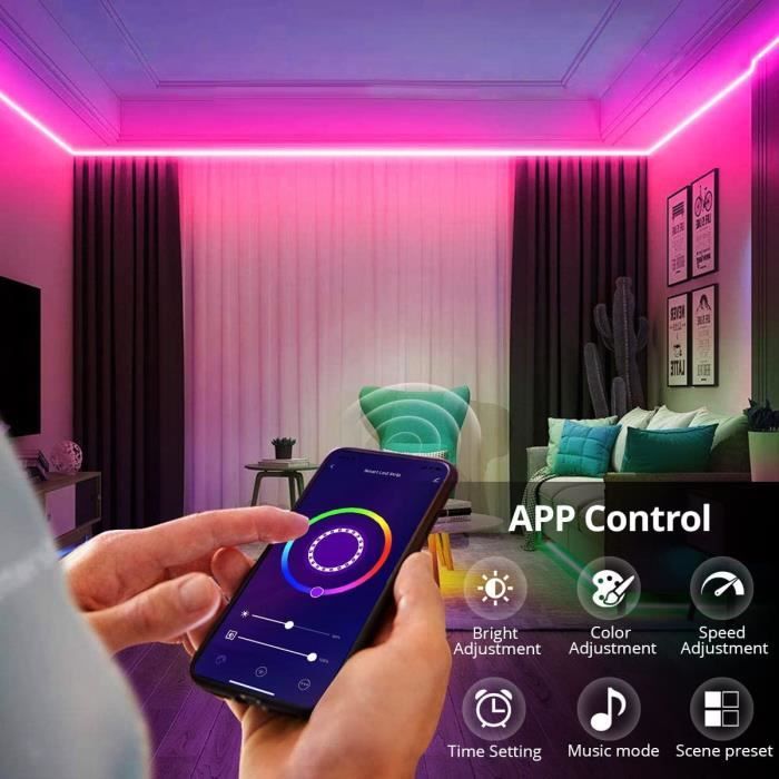 Néon Ruban LED - RGBIC - 5M - Multicolore - Étanche IP67 - Contrôle ...