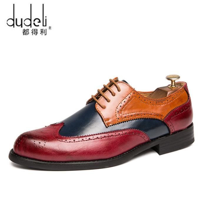 Chaussures Oxford pour hommes en cuir PU marron avec bout pointu