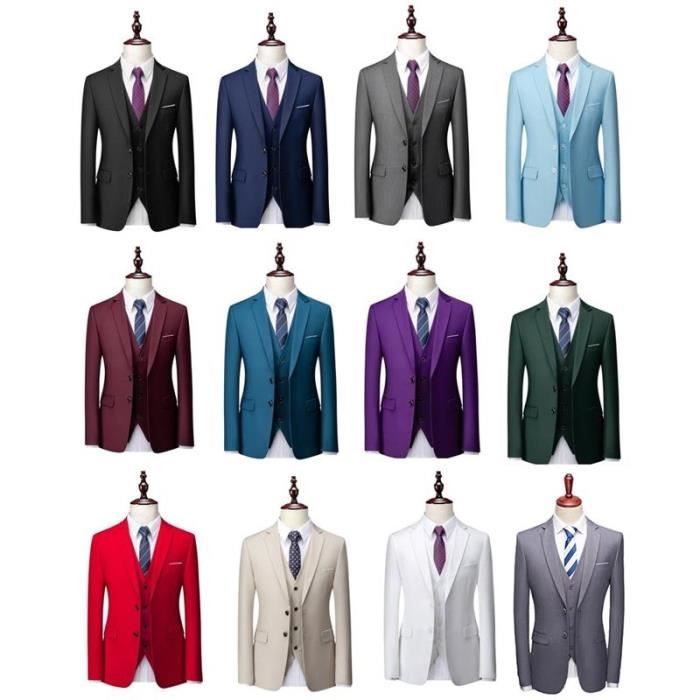 Costume Homme Mariage 3 Pi ces Slim Fit Vetement Formel Elegant