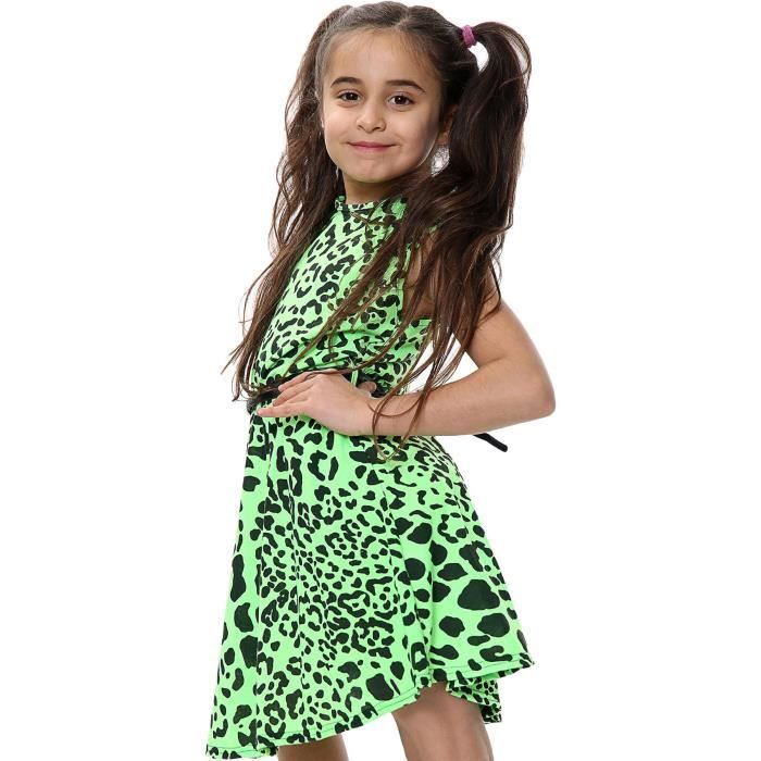 Enfants filles Leopard imprime robe Patineur 7 13 ans Leopard vert fluo Cdiscount Pret a Porter