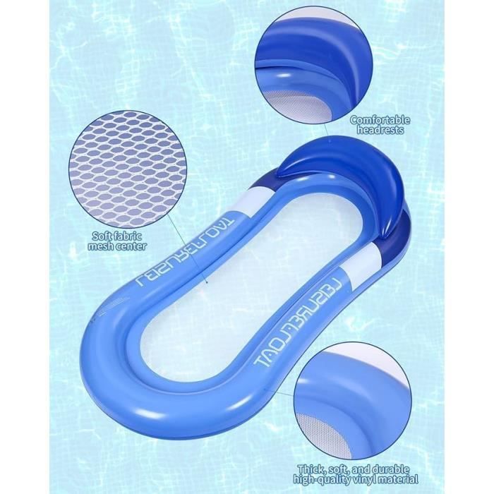 Birshe - Bouée Hamac Gonflable 150x70x30 Cm - Capacité 130 Kg - PVC Résistant - Bleu - Piscine Ou Lac