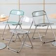 Chaise pliante transparente grise - INGMA - Lot de 6 - Style Scandinave Moderne - Métal Plastique - 46x46x77cm-3
