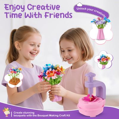 Kit Créatif Bouquet De Fleurs Pour Fille - Machine à Fleurs, Jouet Manuel Enfant 3 Ans Et Plus - Cadeau Fille 4-10 Ans - 9