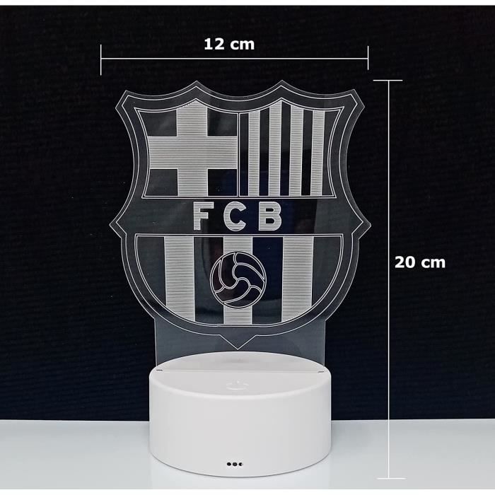 Lampe 3D Officielle FC Barcelone - Ballon LED 7 Couleurs, Diamètre 21 Cm