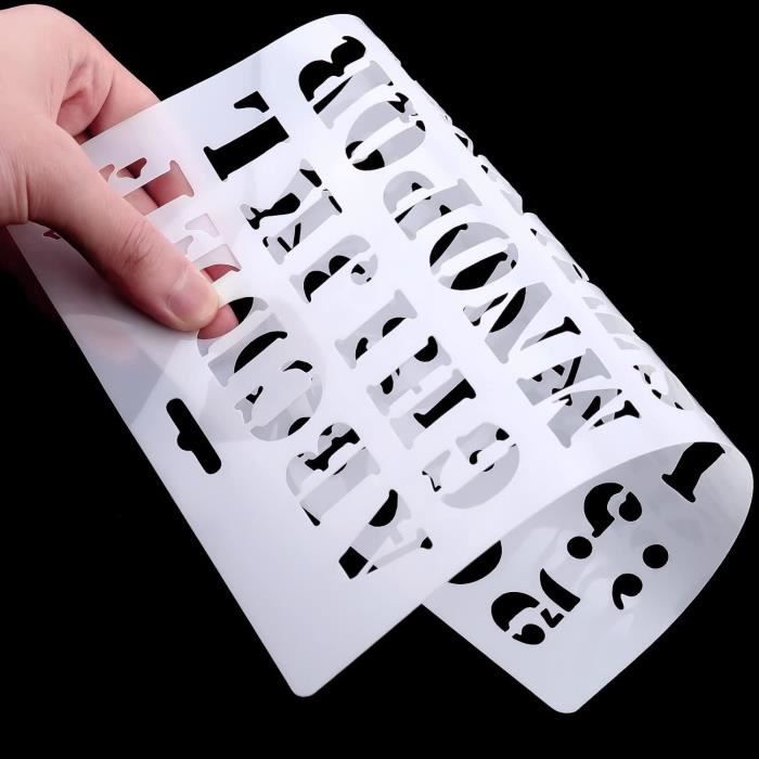 Pochoir Lettres & Chiffres Alphabet 84 Pièces 10 Cm - Réutilisable Pour Aérographe, Peinture & Bricolage DIY