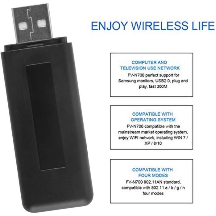 Adaptateur WiFi USB sans Fil WiFi TV LAN pour Samsung Smart TV,  802.11a-b-g-n 2,4 GHz Compatible WLAN, Compatible WIS12ABGNX A252 -  Cdiscount Informatique