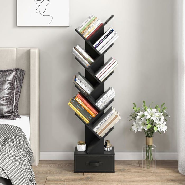 GIANTEX Étagère Échelle 180cm 6 Niveaux Marron - Bibliothèque Murale Métal Et Bois, Charge 120kg Avec Anti-basculement
