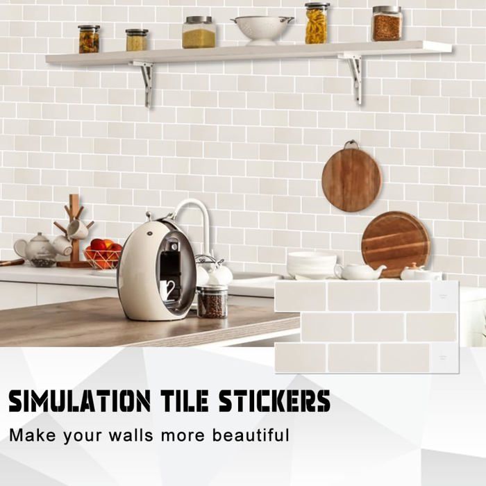 Table Sticker Beige 10 Stickers Carrelage Cuisine Beige 30.5x15.3cm - Cuisine/Chambre ...
