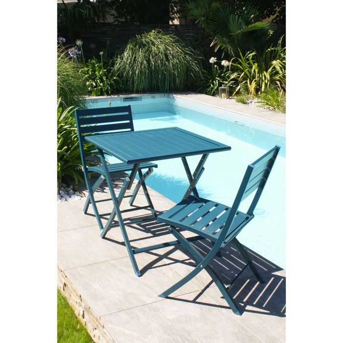 2 Chaises Pliantes Vintage En Macramé Bleu Et Or - Emblème Maçonnique, Cadre Aluminium