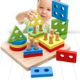 Coloré Géométrique En Caoutchouc En Bois Puzzles Éducatifs Sécurité Enfants Jouets Jouets Éducatifs pour Enfants 3 Ans-0