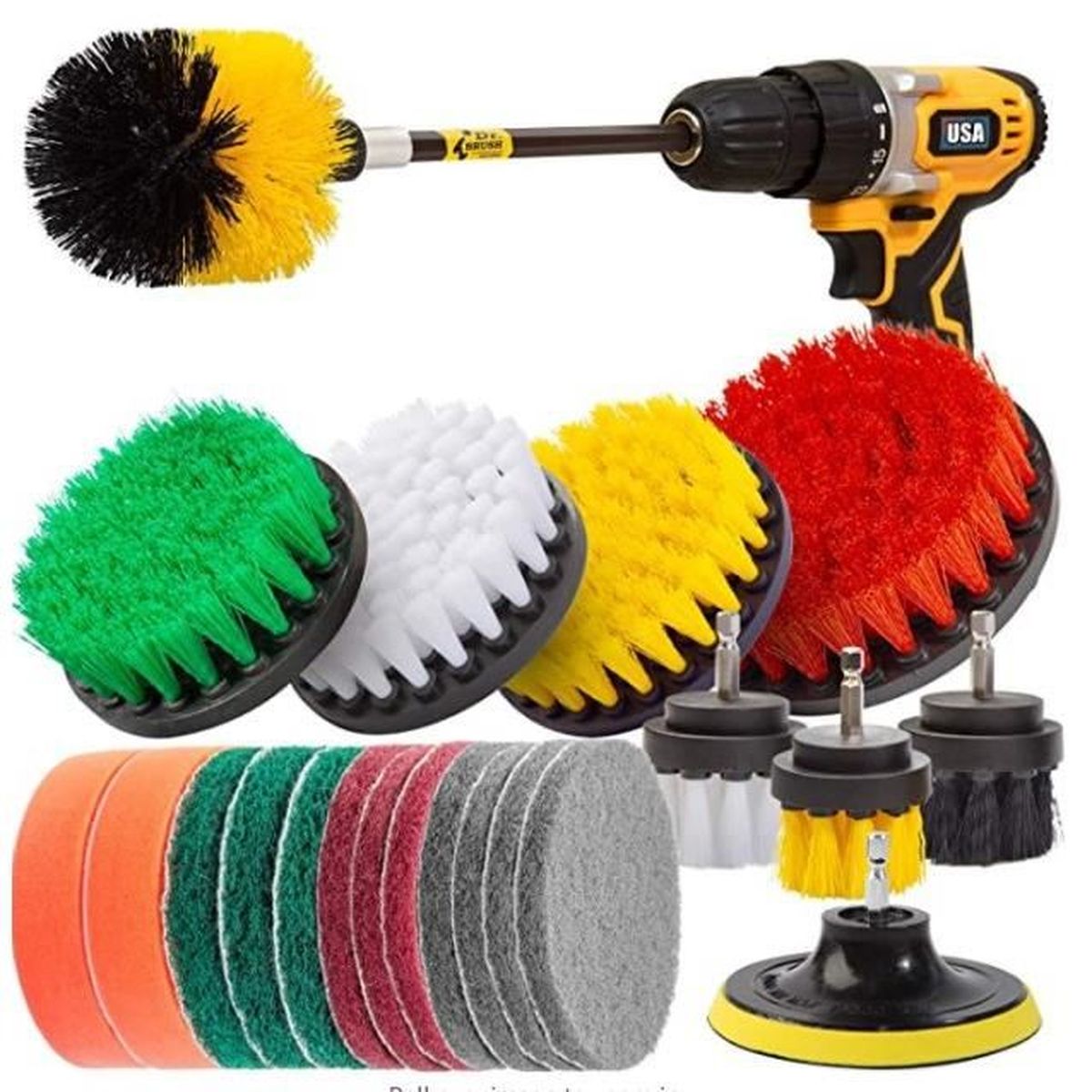 Kit de 3 brosses de nettoyage à monter sur perceuse/visseuse