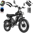 YVY Vélo Électrique-20"*4.0 pneus tout terrain-Moteur 2000W-Batterie Amovible 52V/40Ah-Autonomie 80-120km-Shimano 7 vitesses-Noir